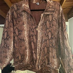 Vintage Snake Skin Bomber Windbreaker Jacket